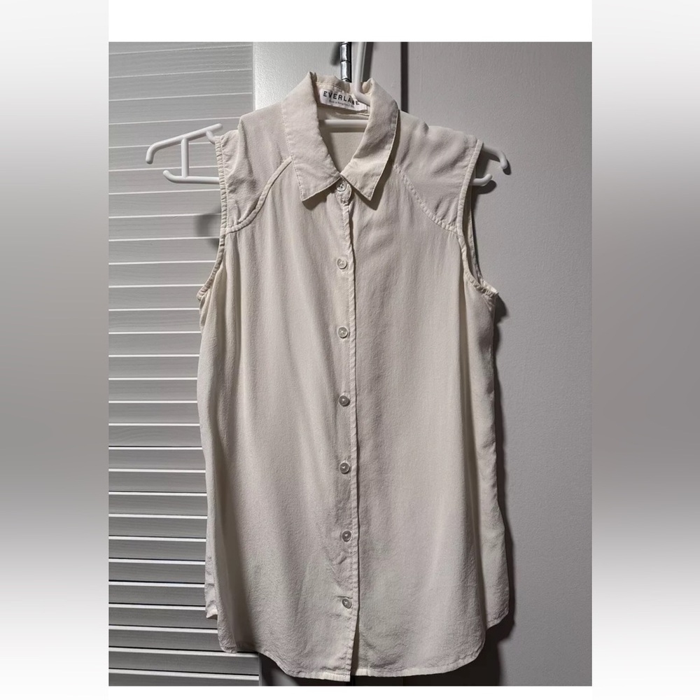 Everlane The Silk Sleeveless, xs, white